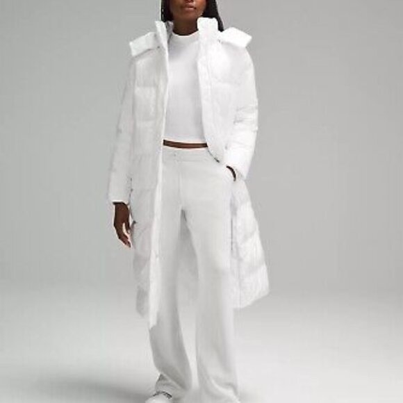 Lululemon Women's White Wunder Puff Long Winter Padded Puffer Jacket Size 8
